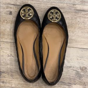 Tory Burch Quilted Black leather flats